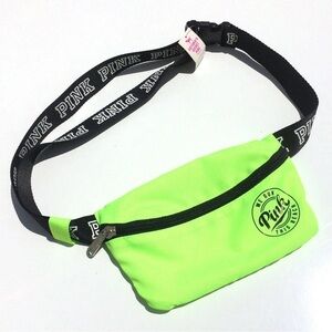 🆕 VS PINK | Belt Bag Fanny Pack Lime Green Graphic Logo ‘We Run This Beach’